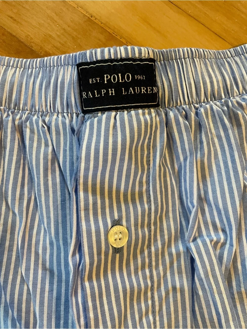 POLO RALPH LAUREN Boxer Shorts Blue White Stripe Sleep Loungewear Unisex Small